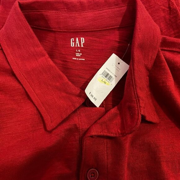 GAP Men's Red Lived-in Polo Shirt - Size Large - NWT - Picture 4 of 4